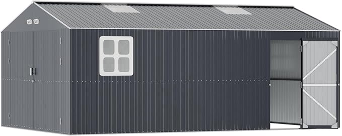 Metal Garage Shed 13x20x​​8.5', Large Outdoor Storage Building, - Image 8