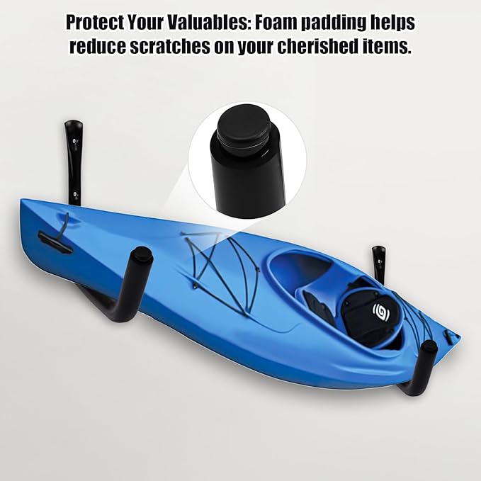 KURUI Heavy Duty Kayak Storage Rack, 100 LB Wall Mount Hooks - Image 4