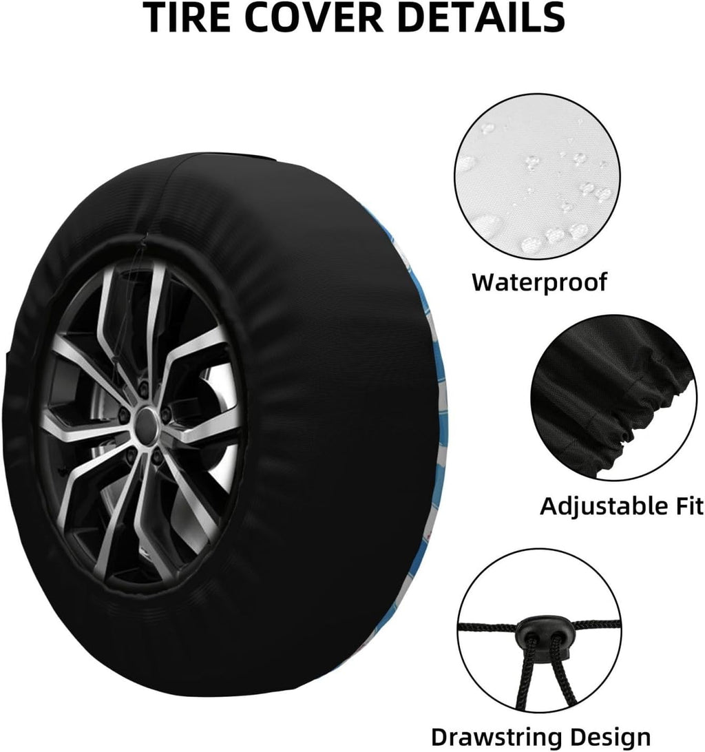 chor Nautical Art 15 inch Spare Tire Cover Waterproof Weatherproof UV Protection Heavy Duty Wheel Covers for RV Camper Travel Trailer SUV Truck Motorhome 4x4 Offroad Custom Elastic Fit Car Accessories