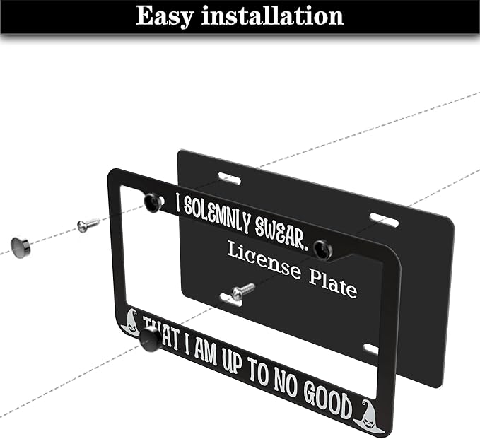 License Plate Holder Black and White License Plate Frames I Solemnly Swear That - Image 7