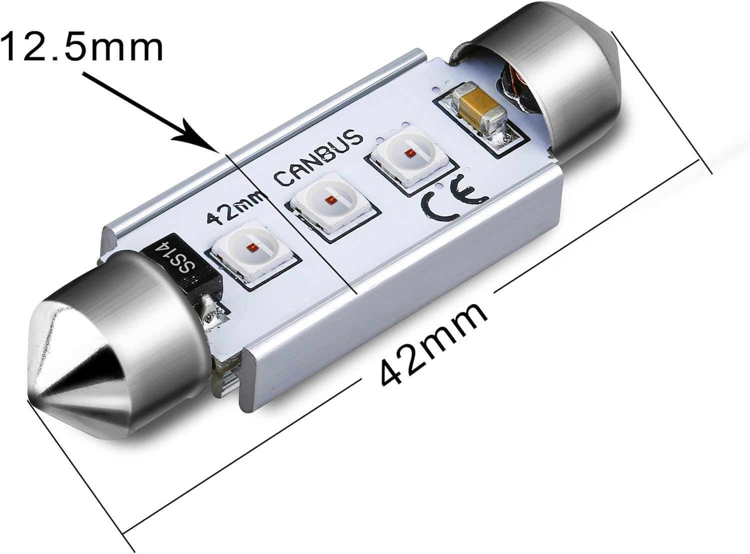 Alla Lighting 41mm/42mm 578 211-2 212-2 LED Festoon Bulbs, 6000K Xenon White CAN-Bus Interior Dome, Map, Trunk, Step Courtesy Lights Lamps