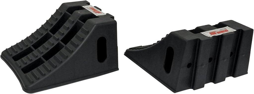 Extreme Max 5800.5852 Heavy-Duty Interlocking Wheel Chock for Tandem Axle Trailers and RVs - 9.2" x 8.2" x 4.7", Pair