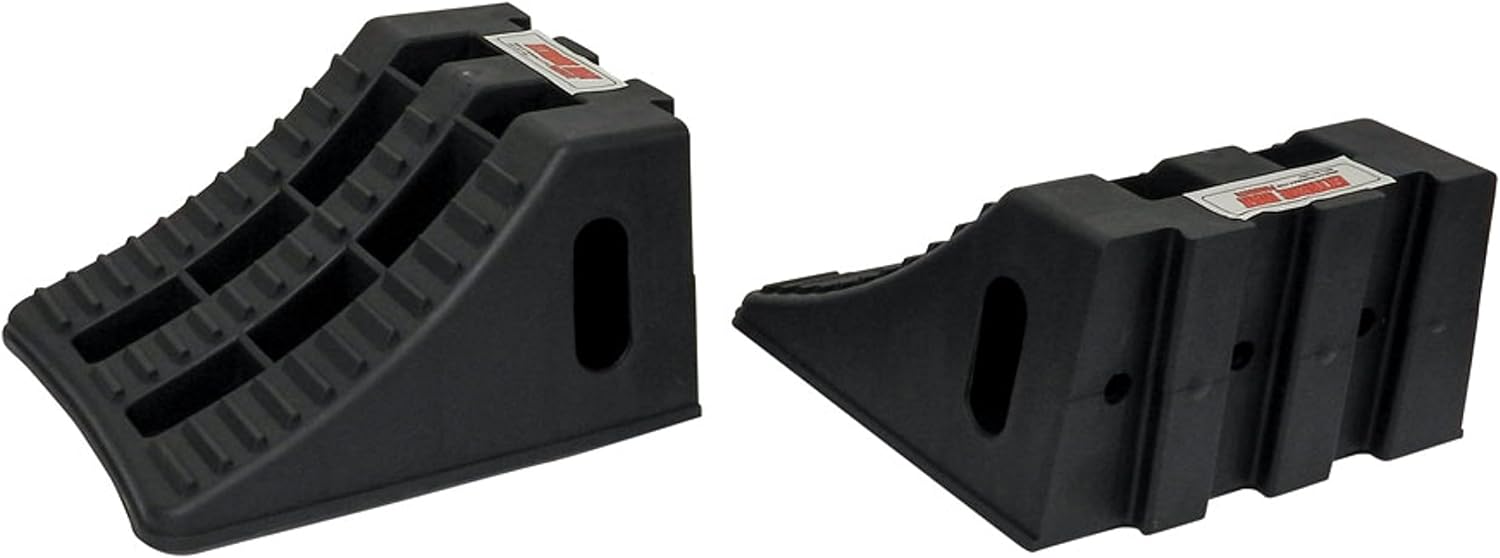 Extreme Max 5800.5852 Heavy-Duty Interlocking Wheel Chock for Tandem Axle Trailers and RVs - 9.2" x 8.2" x 4.7", Pair
