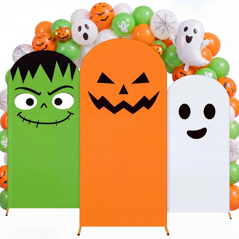 Moukeren 3 Pcs Halloween Arch Cover 4ft 5ft 6ft Pumpkin Ghost Theme