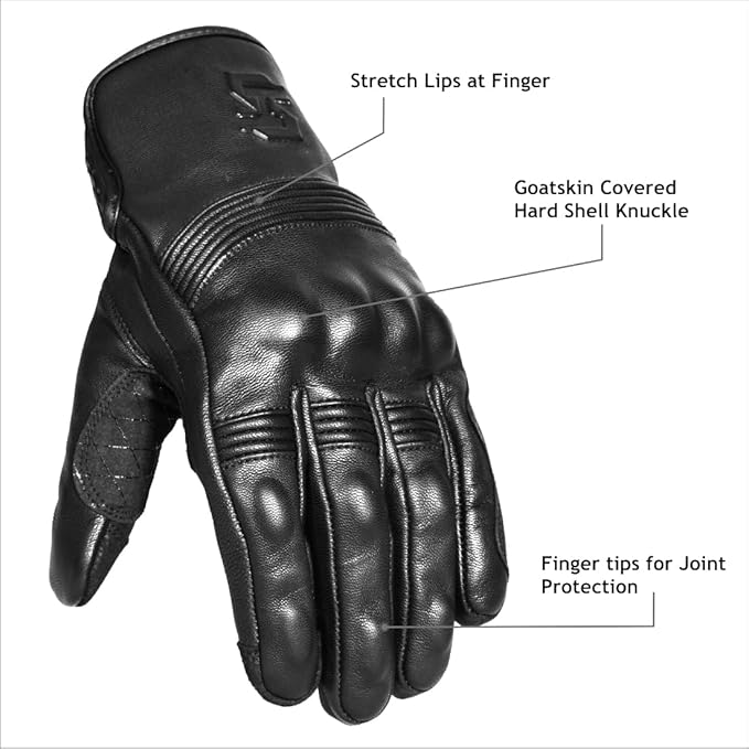 Leather Motorcycle Gloves for Men and Women | Touchscreen | Full Finger | - Image 2