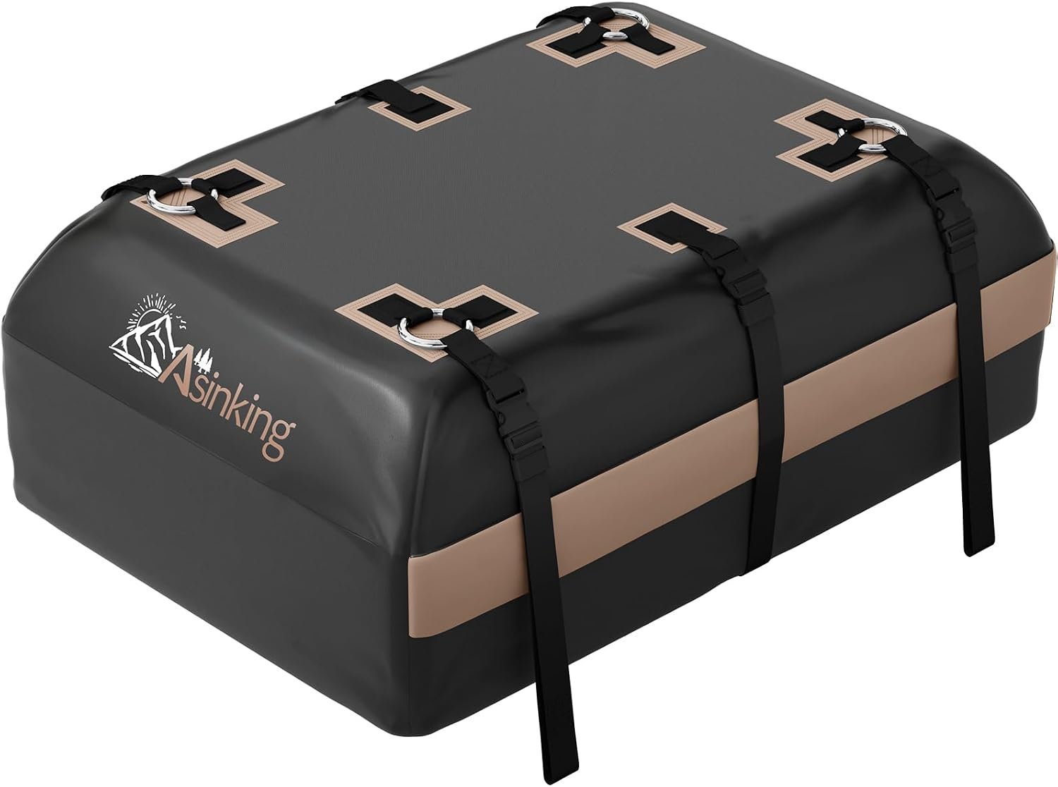 Asinking Car Rooftop Cargo Carrier Bag, 15 Cubic Feet Waterproof Roof Cargo Bag for Sedan SUV Minivan, Fit Vehicles with/Without Roof Rack, Sidebars & Crossbars - Max Size 44" L x34 W x17 H