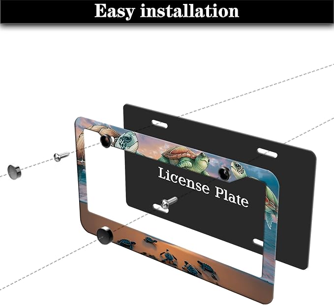License Plate Frames Multicolor Fun License Plate Frame Protector Turtle Beach - Image 7