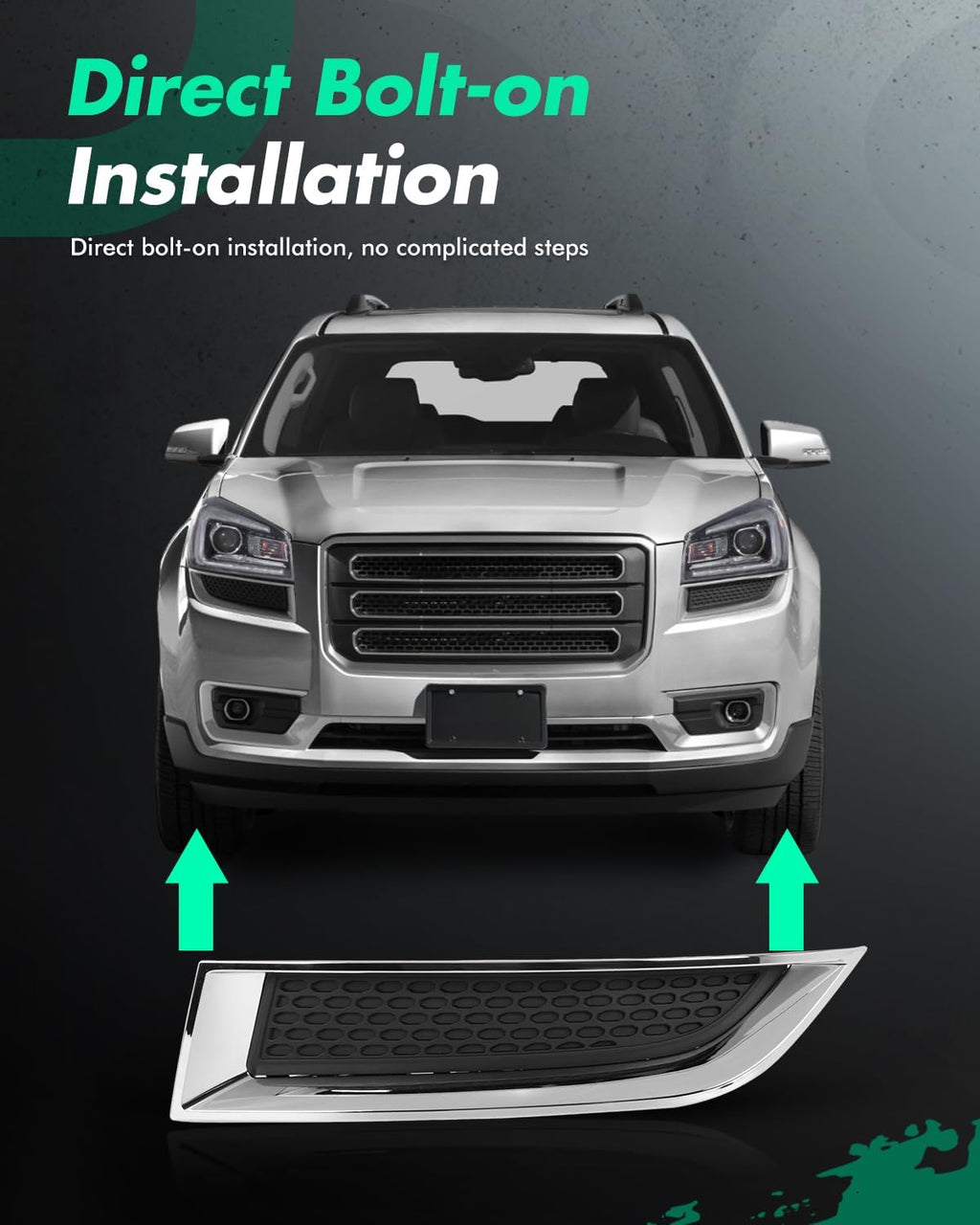 SCITOO Front Left Bumper Grille Fit for 2017 for GMC Acadia Limited,2013-2016 for GMC Acadia Outer Grille with and Chrome Molding replacement 20982401