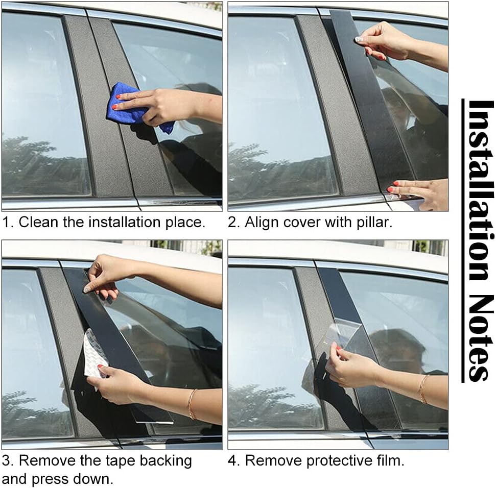 Three T Car Auto Side Door Window Pillar Posts Cover Trim for Chevrolet Malibu 2016 2017 2018 2019 2020 2021 2022 2023