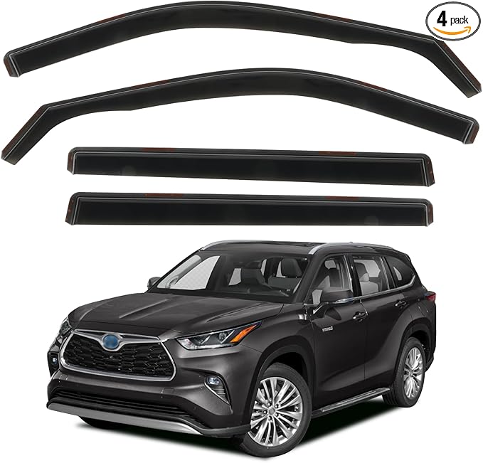 4pcs in Channel Rain Guards for 2021 2022 2023 2024 2025 Toyota Highlander by CHYKORLA