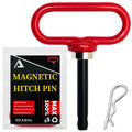 Magnetic Hitch Pin, Lawn Mower Trailer Hitch Pins 1/2 Inch - Strong Heavy Duty Magnet Trailer Gate Pin for Mowers, Lawn Tractors, Towing Cargo, ATV - Simple One Handed Hook On & Off（Red）