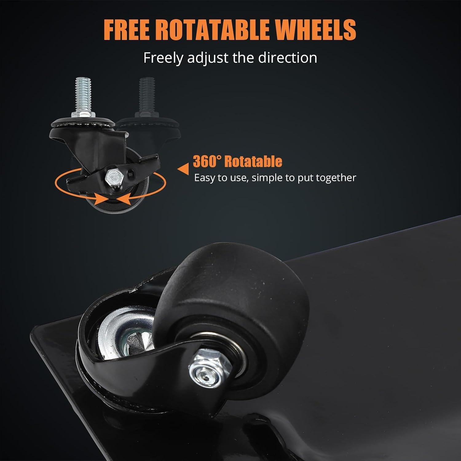Car Dolly Set of 4, 6000 lbs Moving Tire Stake with Swivel Nylon Casters | 360° Swivel Nylon Casters & Dual Brakes