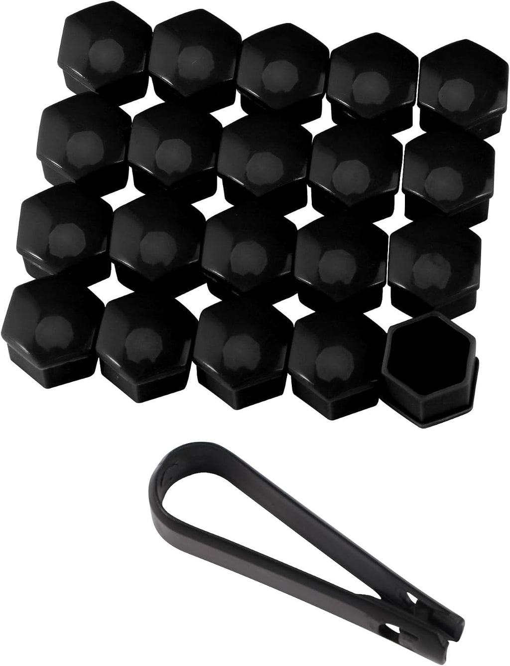 SLTY 20 PCS Car Wheel Nut Caps, 19mm Universal Lug Nut Covers Bolt Caps, Auto Wheel Hub Screw Protector with Remover Tool for Most Cars, Black 7