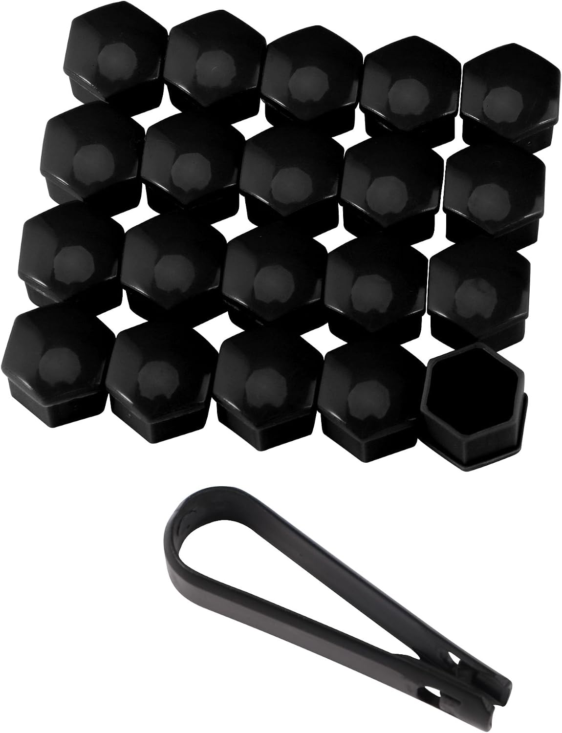 SLTY 20 PCS Car Wheel Nut Caps, 19mm Universal Lug Nut Covers Bolt Caps, Auto Wheel Hub Screw Protector with Remover Tool for Most Cars, Black 7