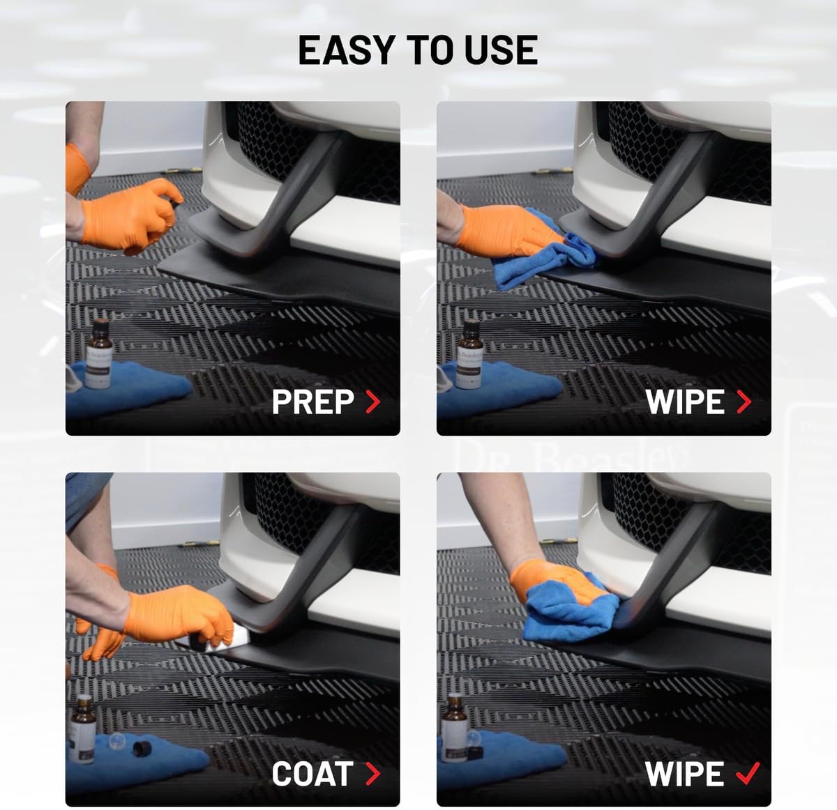 Dr. Beasley's Plastic Trim Coating Kit for Autos - Permanent Ceramic Nano Coating for Exterior Plastic, Blocks UV, Resists Marring and Etching, Makes Cleaning Fast and Easy