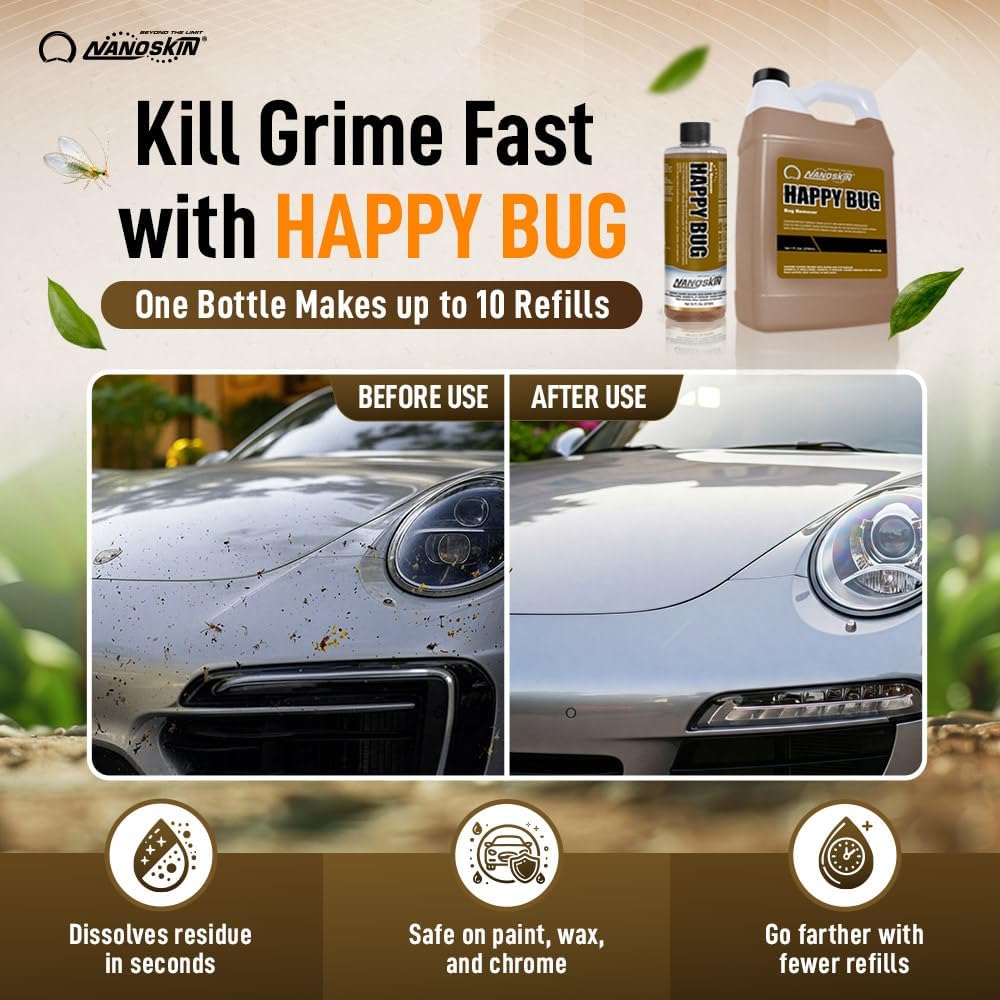 Nanoskin Bug Remover 1 Gallon – Exterior Cleaner & Degreaser for Bug Residue, Grime, Plastic, Metal, Chrome, Windows & Mirrors – Safe for Car Paint, Wax, Clear Coat, Trucks, Motorcycles & RVs