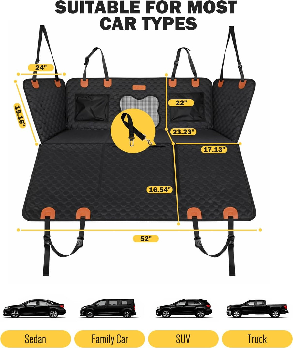 back seat extender for dogs, waterproof dog car, package contents