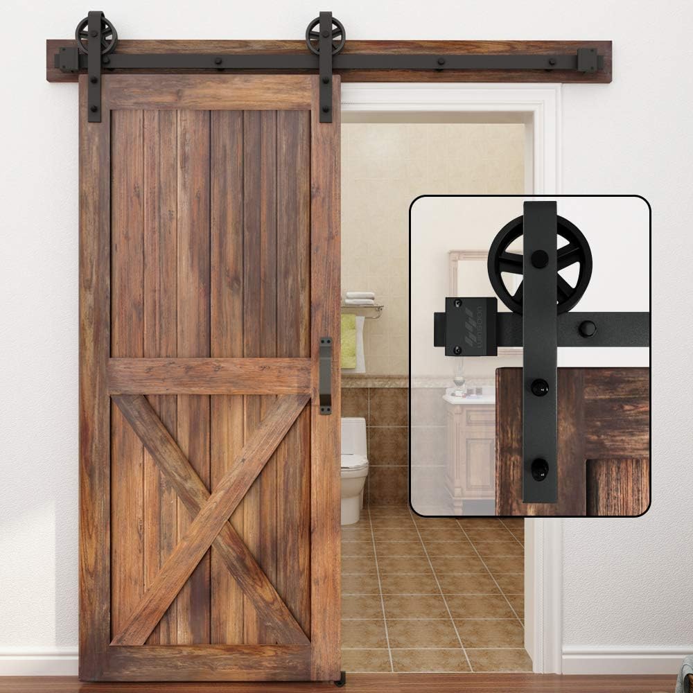 winsoon 5ft sliding barn door hardware kit,black big, main product view