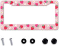 Cute Strawberry Printed License Plate Frame, Strawberry and Flowers Frames by MIXWIT