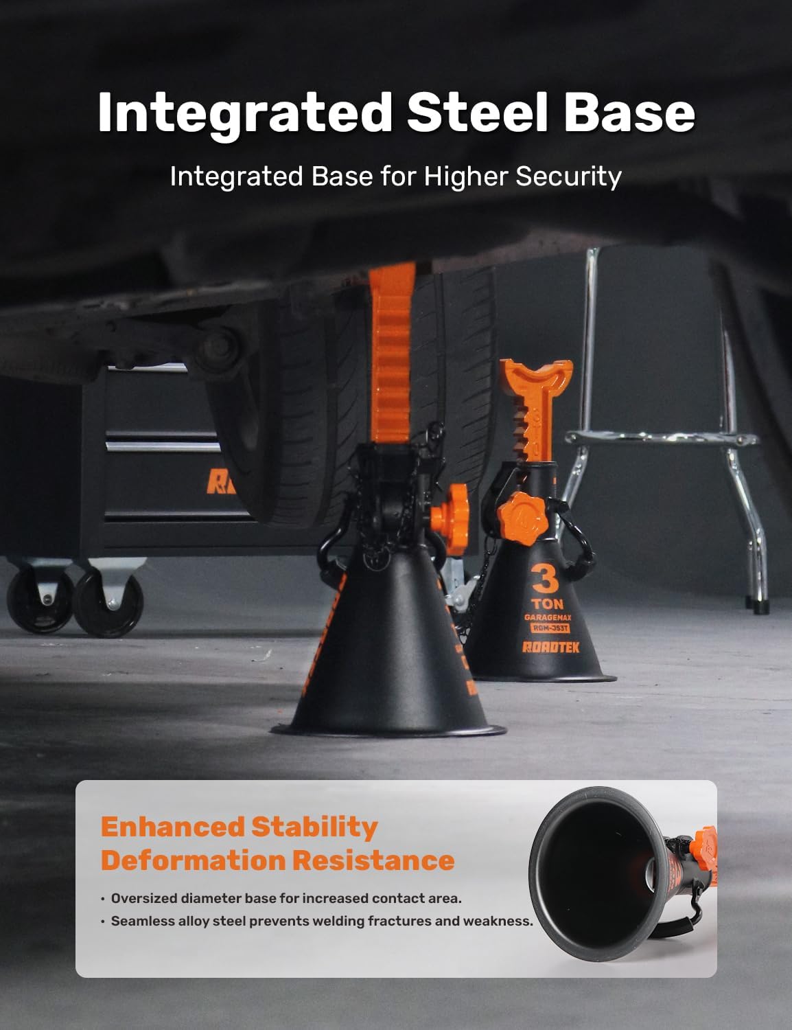 Jack Stands, 3 Ton (6,000 lbs) Heavy Duty Car Jack Stands with Integrated Steel Base and Double Locking, 11-1/4 to 16-9/16 inch Adjustable Height, for SUV, Truck, and Car, 1 Pair