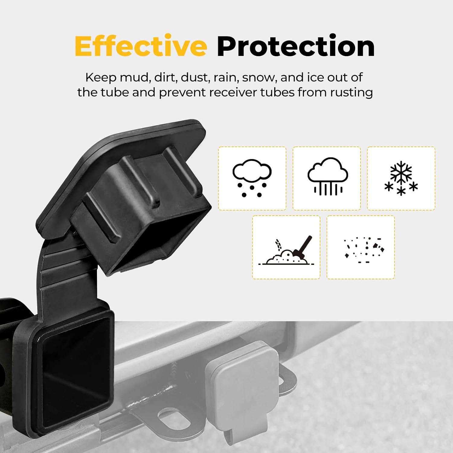 BougeRV 2 Inch Trailer Hitch Cover Tube Cover Plug Cap Rubber | Fits 2" Receivers, Car Exterior Accessories (1 Pack)