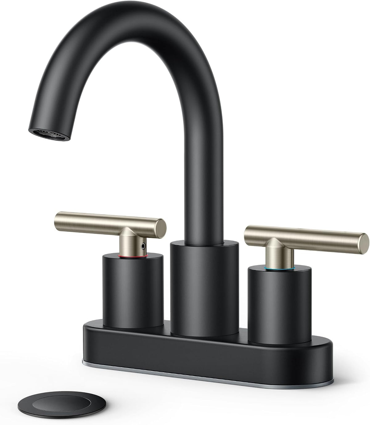 FORIOUS 4 Inch Centerset Bathroom Sink Faucet Black and Brushed Nickel