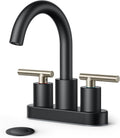 FORIOUS 4 Inch Centerset Bathroom Sink Faucet Black and Brushed Nickel