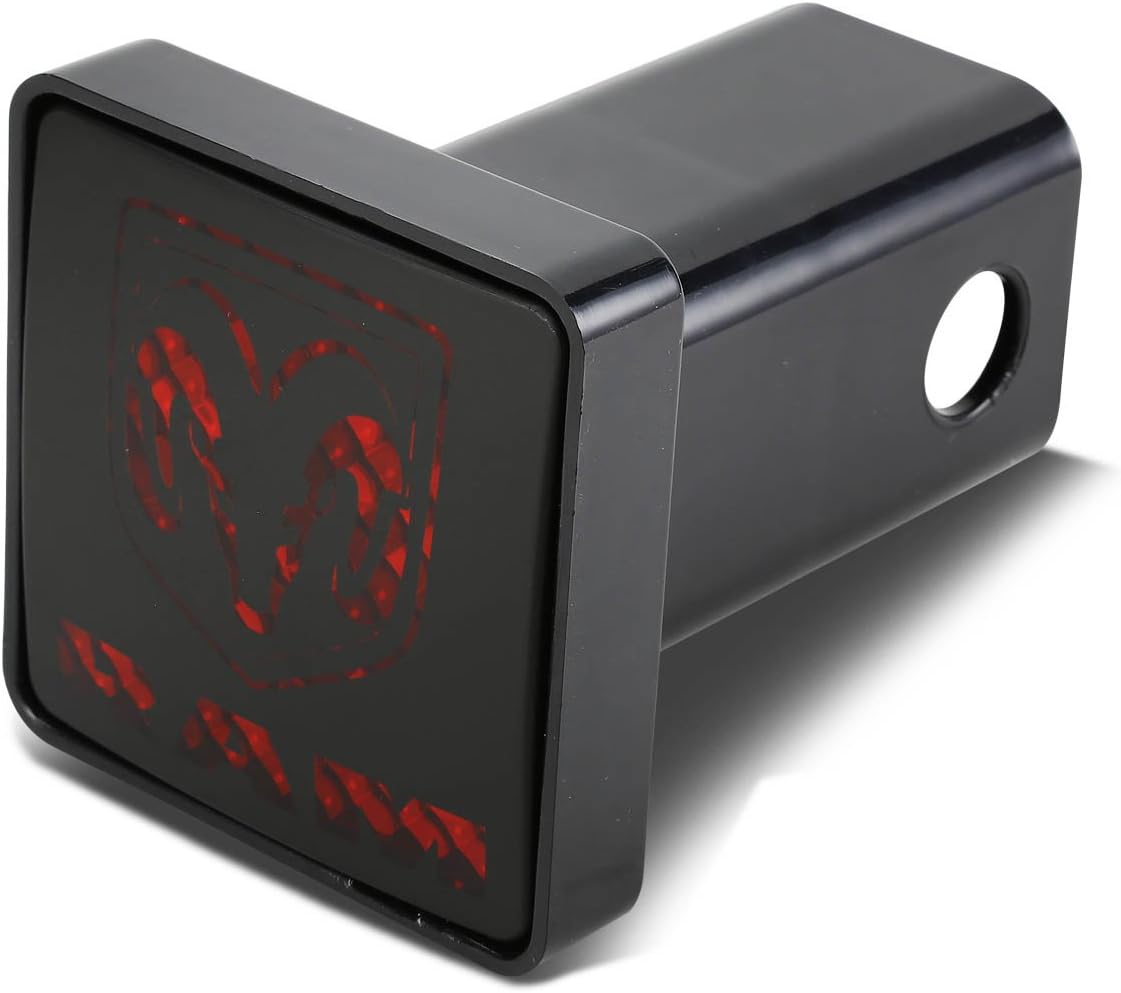 Bully CR-007D Black Finish ABS Plastic Universal Fit Truck Dodge RAM Logo LED Brake Light Hitch Cover Fits 2" Hitch Receivers for Trucks from Chevy (Chevrolet), Ford, Toyota, GMC, Dodge RAM, Jeep