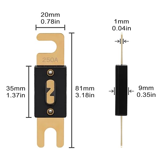 250A ANL Fuse 250 Amp Inline Blade Fuses 32V - Image 2