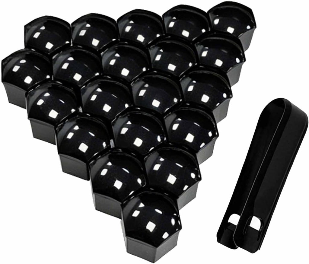 21mm Lug Nut Covers 20PCS Black Lug Nut Caps, Hexagonal Wheel Bolt Caps with Removal Tool, Dustproof & Rustproof Tire Hub Screw Protector, Universal Car Exterior Accessories for Most Cars