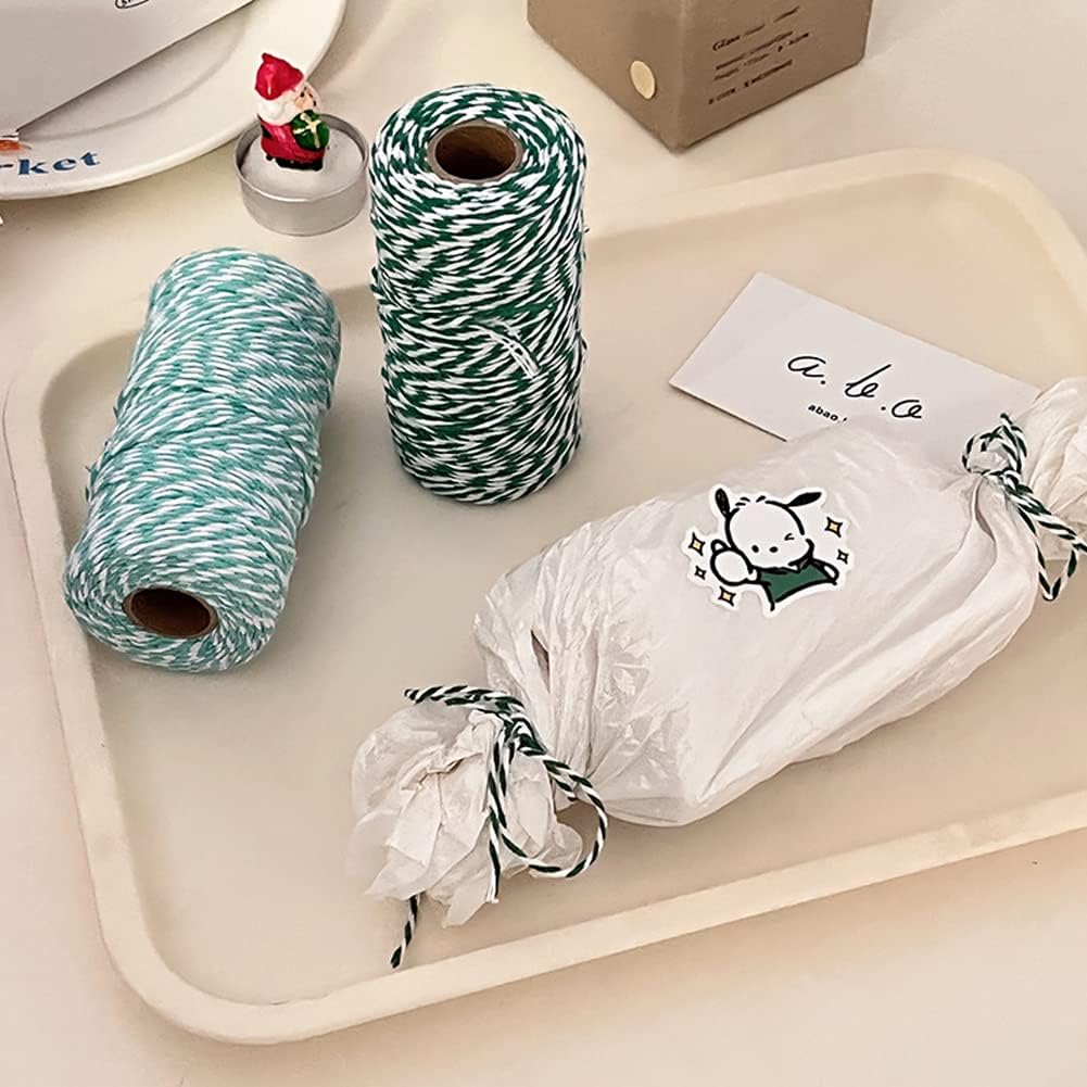 Twine String,656 Feet Bakers Twine Rope Craft Making Knitting Macrame Rope DIY Wedding Decor Supply Christmas Wrapping Butchers String Rope (Red White+Green White)