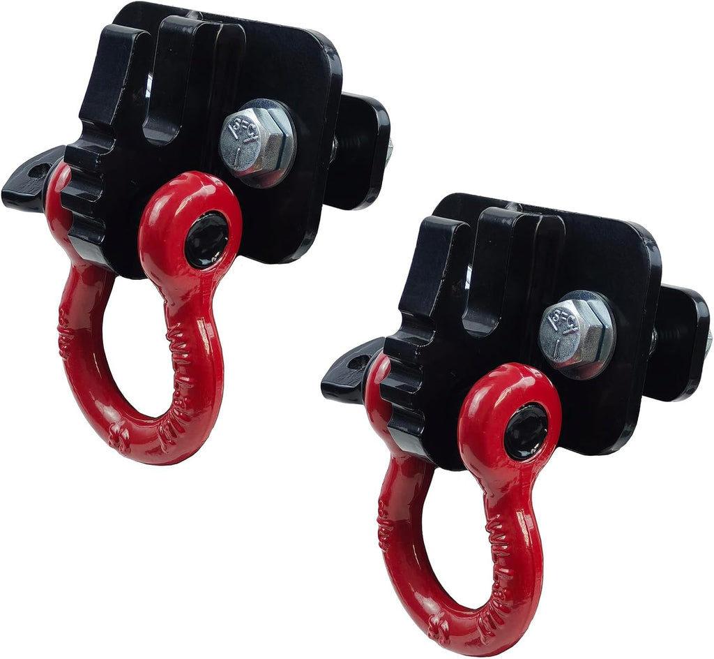 3/8 inch Tractor Bucket Grab Hook with 5/8 inch Tie Down D-Shackle | Bolt On Black Coating Max Tow 10000 lbs.