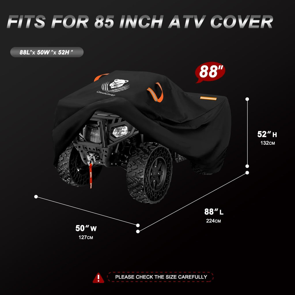 ATV Covers Waterproof Outdoor Heavy Duty,Rip-stop Polyester,Secure Buckles | Durable UV-Resistant 4 Wheeler Cover,All Weather Protection Quad Cover,Storage Bag,Reflective Handles-83x47x45 Inch