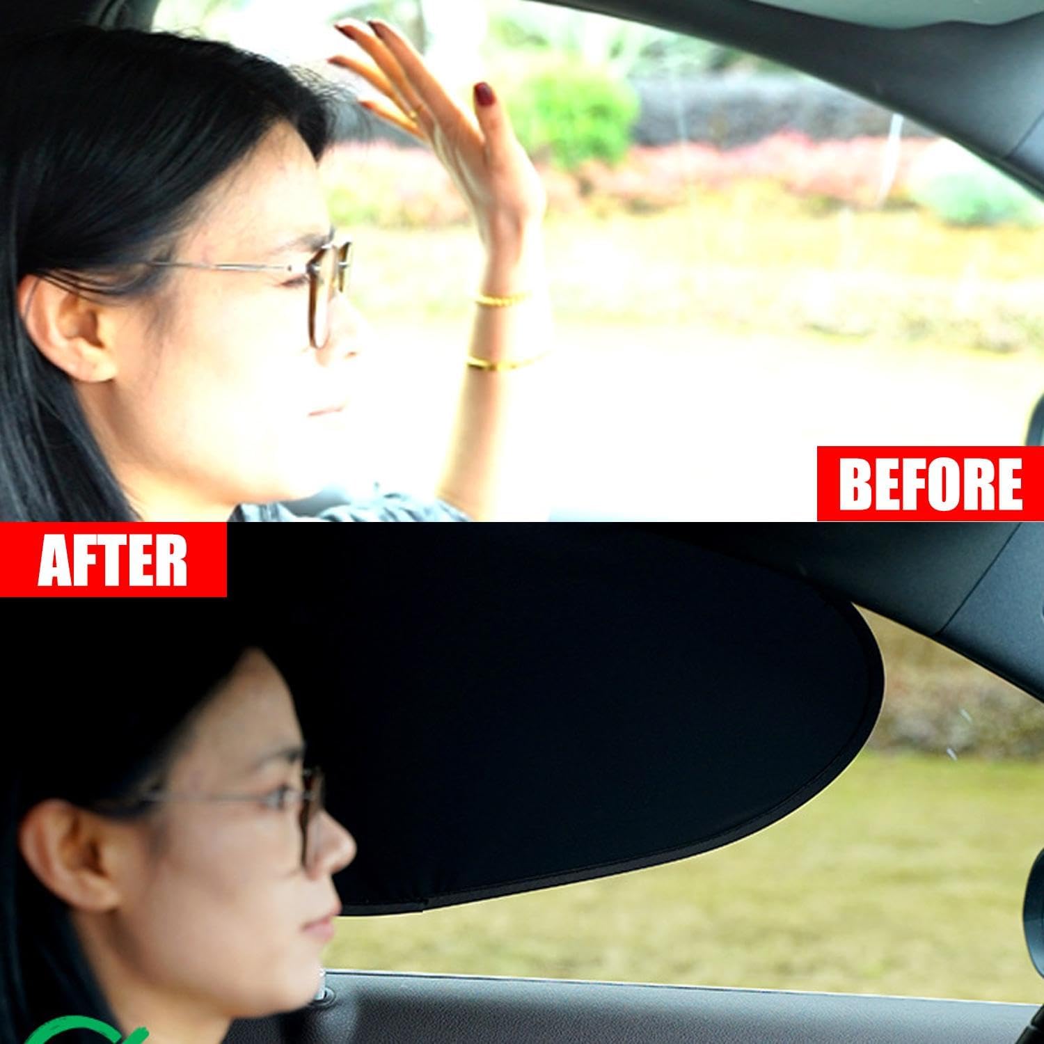1Pair Car Sun Shade Cover Side Window Electrostatic Curtains Sun Protection 99.9% UV Ray Blocking Foldable Auto Curtains (A Pair of Rear Windows)