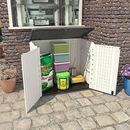 kinying outdoor storage shed - horizontal storage box, side view