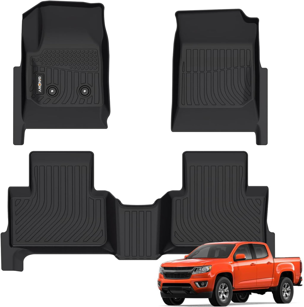 GINOWY-Floor Mats for Chevy Colorado 2015-2022 Crew Cab/GMC Canyon, TPE All