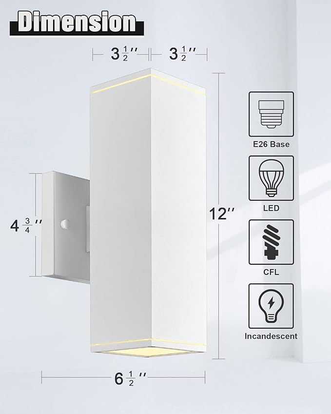 Ken & Ricky Outdoor Wall Sconces, Modern Up and Down Outdoor Light Fixture - Image 3