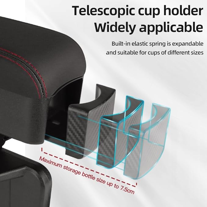 JEYODA Car Armrest Box with Cup Holder Car Central Liftable Armres Storage - Image 3