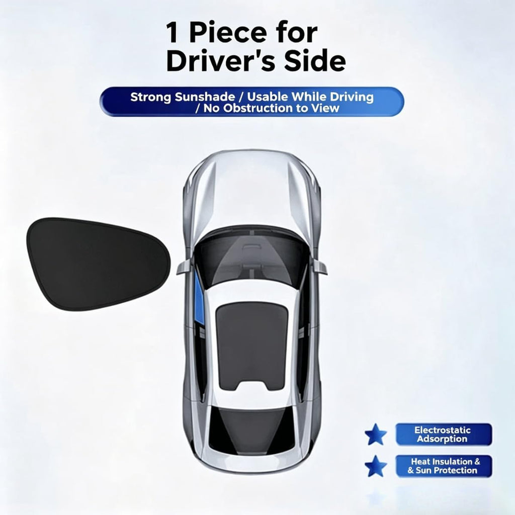 2 Pack Blackout Car Window Sun Shades, Heat Blocking Side Window Covers, Universal Fit Sun Protection Curtains for Privacy and Glare Reduction, Black