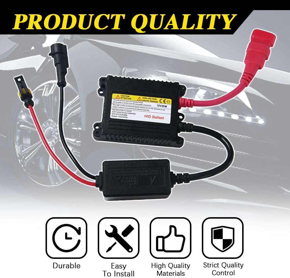 2PCS Xenon HID Ballast 35W DC 12V, Ultrathin Xenon HID Ballast Control Unit with Igniter Module, DC Headlight Stabilizer Control Module Replacement, Universal Car Accessories