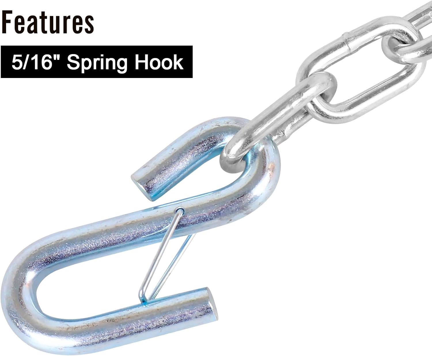 27" Trailer Safety Chain Kit with 5/16" Spring Hooks, Grade 30 Heavy Duty Steel Towing Chains 7000 lbs Capacity for RV, Boat & Utility Trailer, Zinc-Plated Rust Resistant, 2 Pack