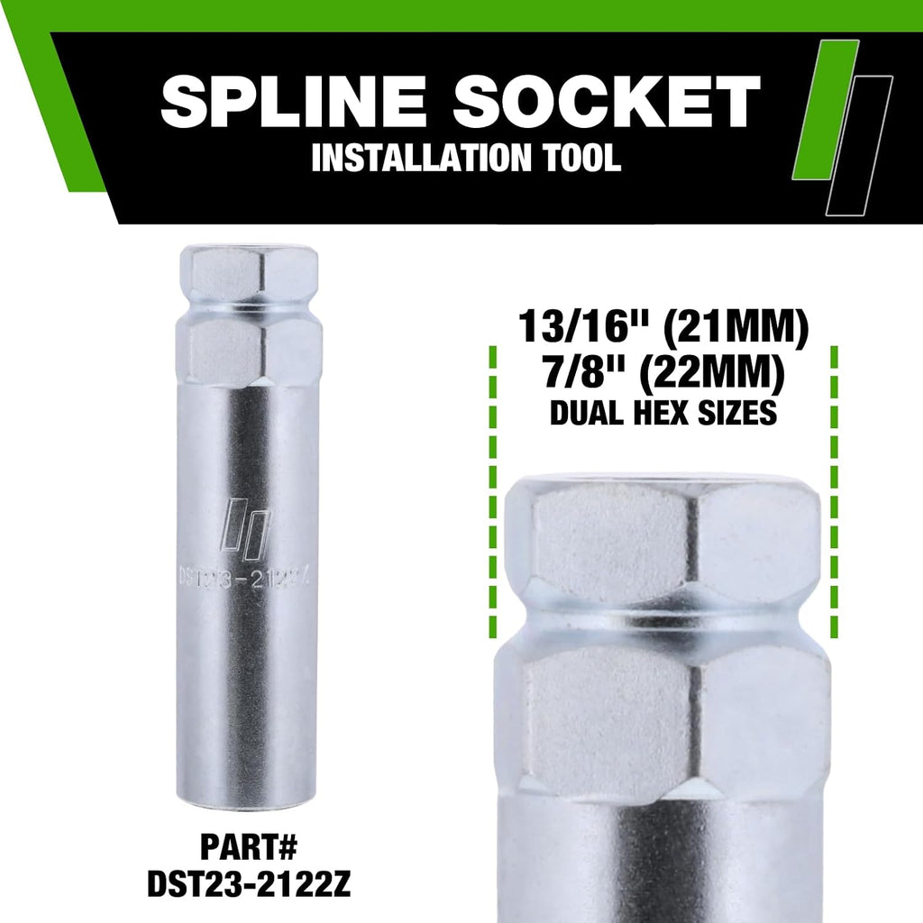 DPAccessories Black 1/2-20 Lug Nuts for Aftermarket Wheels - Closed End Duplex XL Spline Tuner - 51mm (2") Tall - Set of 32 - D5142P-2305/32
