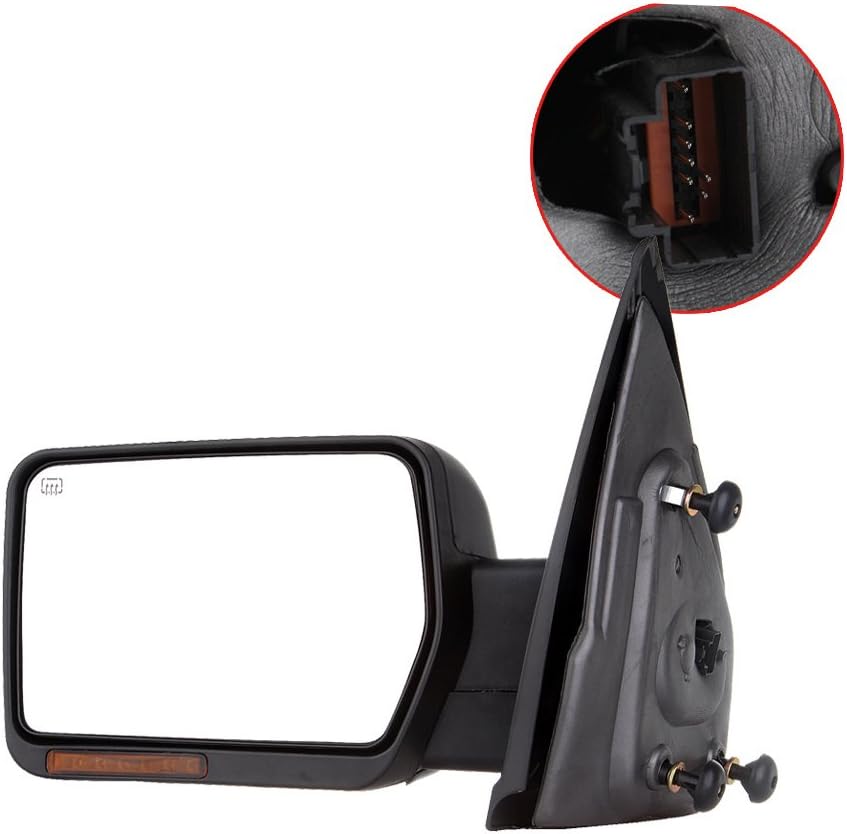 Driver Side Heated Towing Mirrors Fits 2007-2014 for Ford for F-150 Series Truck Pickup, Power Adjusted View Mirror with Turn Signal Indicator