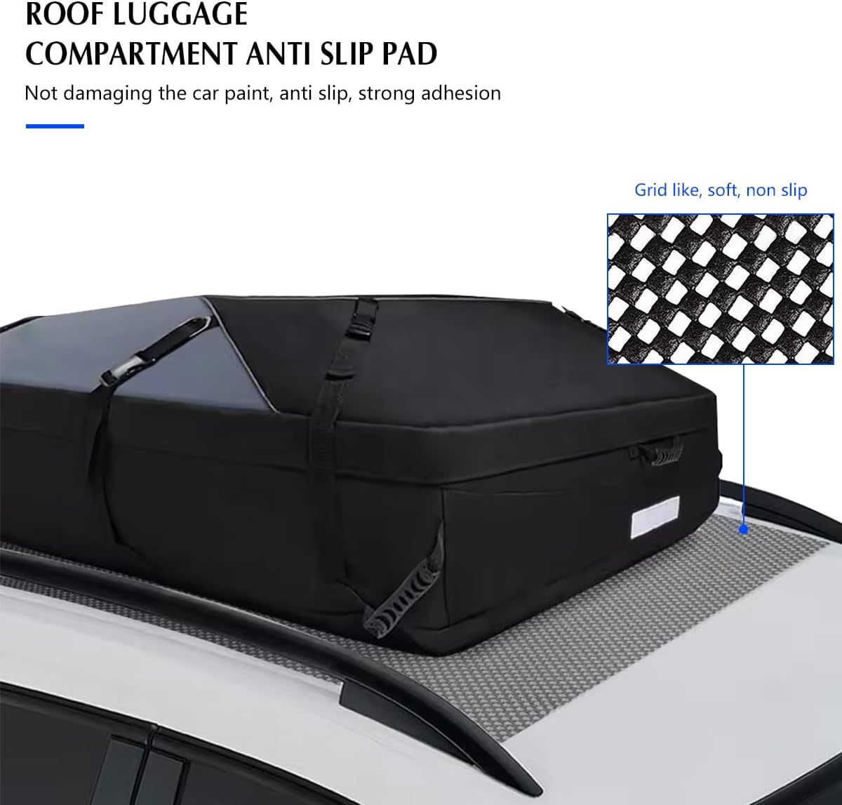 Car Roof Rack Pads, 47" X 40" Vehicle Rooftop Cargo Bag Protective Mat, Non-Slip Automotive Roof Cushioned Protection Layer Accessories, Universal for SUV, Sedan, Truck (Black)