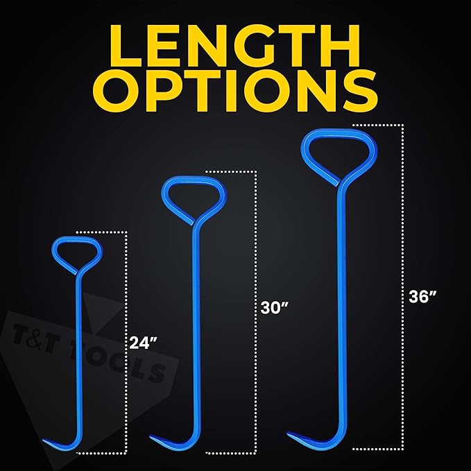 T&T Tools 24-Inch Manhole Hook Tool, 2 Pack, 5/8" Hex Alloy Steel Single Hook - Image 4