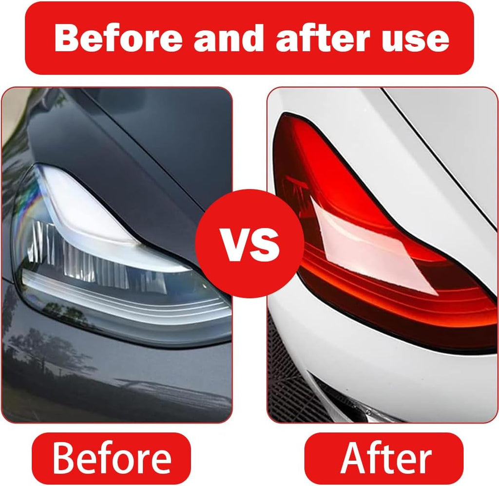 1 Pcs Car HeadLight Tint Film 12 X 48inch,Cuttable&Stretchability Car Headlight Taillight Fog Light Vinyl Wrap Protector,Non-Marking Self-Adhesive Decals Car Decor mit squeegee,red