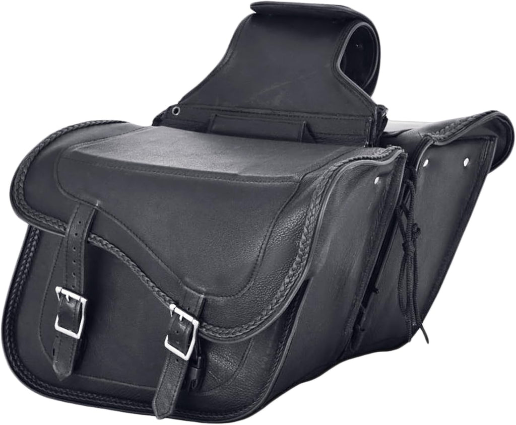 Dream Apparel Naked Cowhide Leather Motorcycle Saddle Bags Studded Throw Over