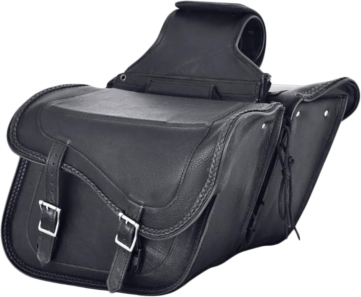 Dream Apparel Naked Cowhide Leather Motorcycle Saddle Bags Studded Throw Over