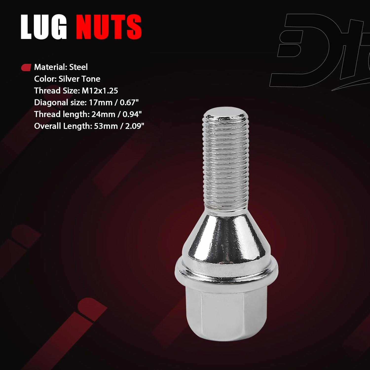 Wheel Lug Bolt M12x1.25 Wheel Studs Compatible with Jeep Dodge Chrysler Ram Cherokee Vehicle 200 2015-2017 Renegade 2014-2022 Dart 2013-2016 Compass 2018-2022 Replace# 6509933AA, 611-005 (20pcs)
