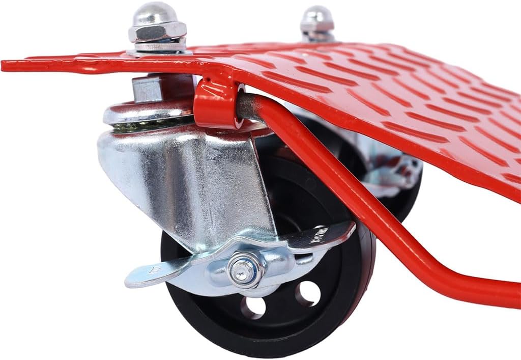 Car Wheel Dolly Set of 4, 6000 LBS Heavy Duty Vehicle Moving Cart with Brakes, Steel Tire Skates with 360° Swivel Casters, Anti-Slip Diamond Plate for Garage Shop Car Truck ATV Moving,Red